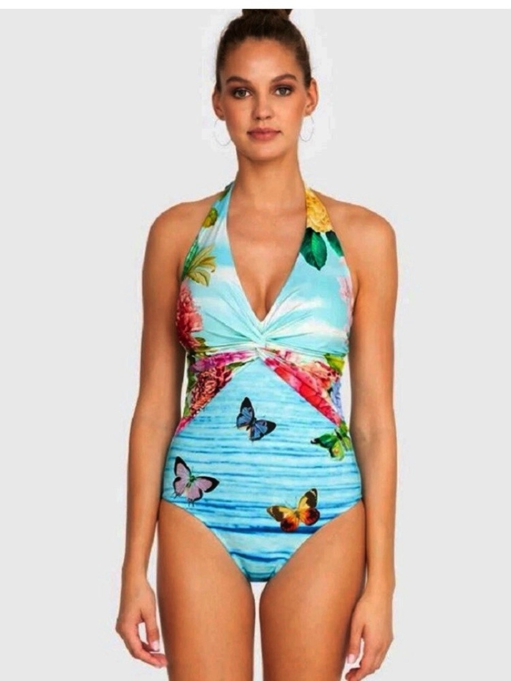 Johnny Was Costa Azul Twist One Piece Swimsuit New